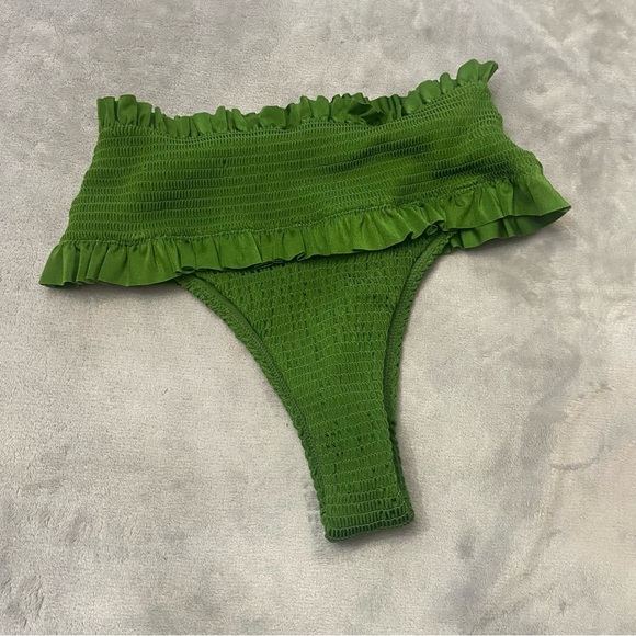 New! BFYNE Blayze Green Ruffled Smocked Bikini Bottom 10482 - Picture 3 of 9